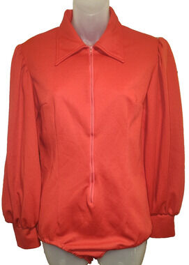 Stockton Women’s Red Long Sleeve Zip Up Collared Style Top Size Medium BG26